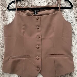 Brown Button-Up Sleeveless Top